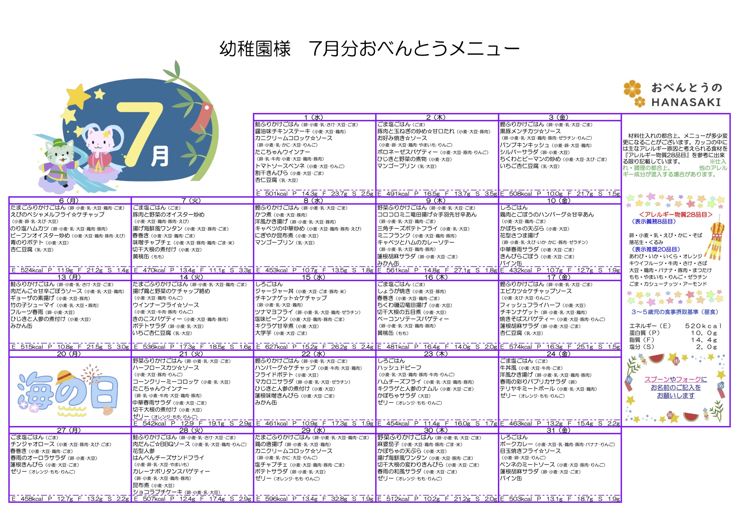 メニュー表