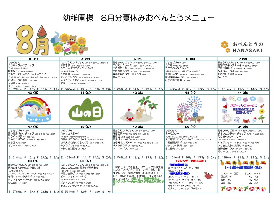 メニュー表