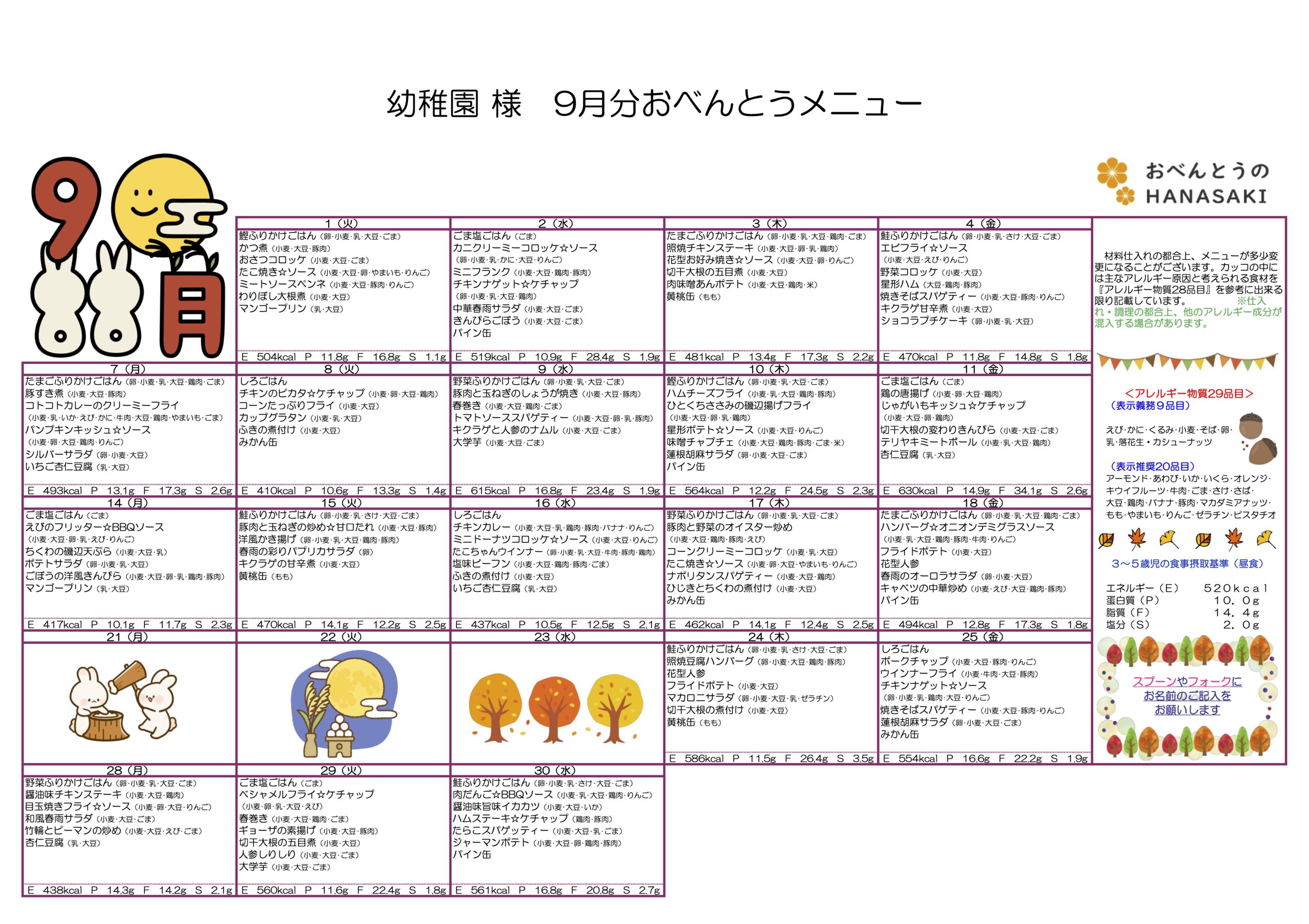 メニュー表