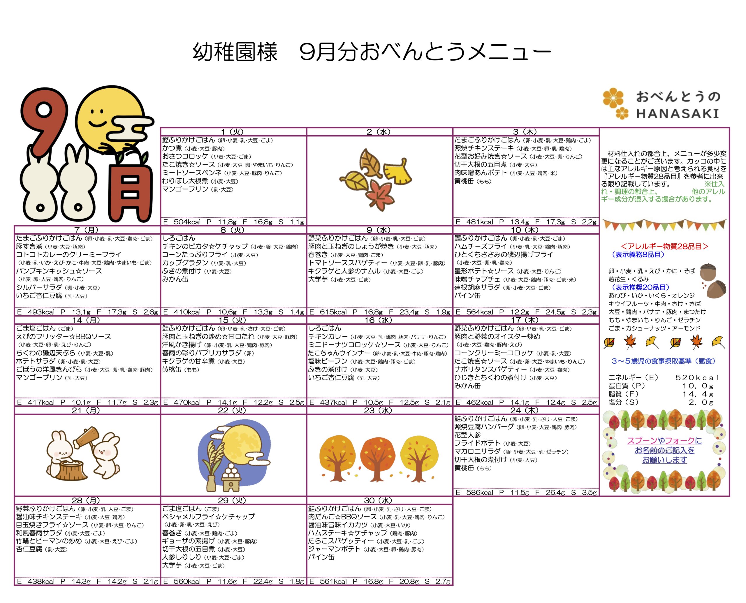 メニュー表