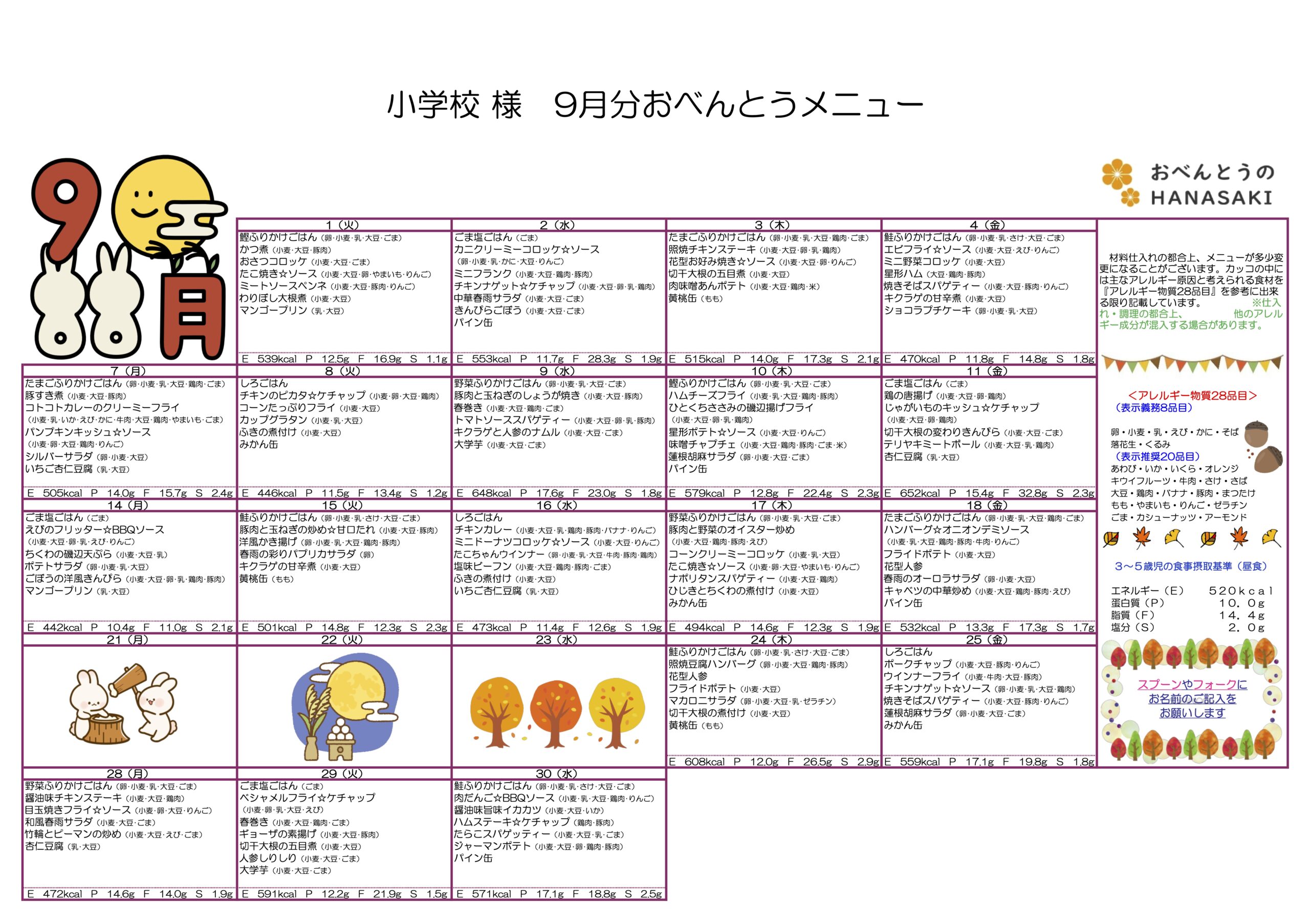 メニュー表