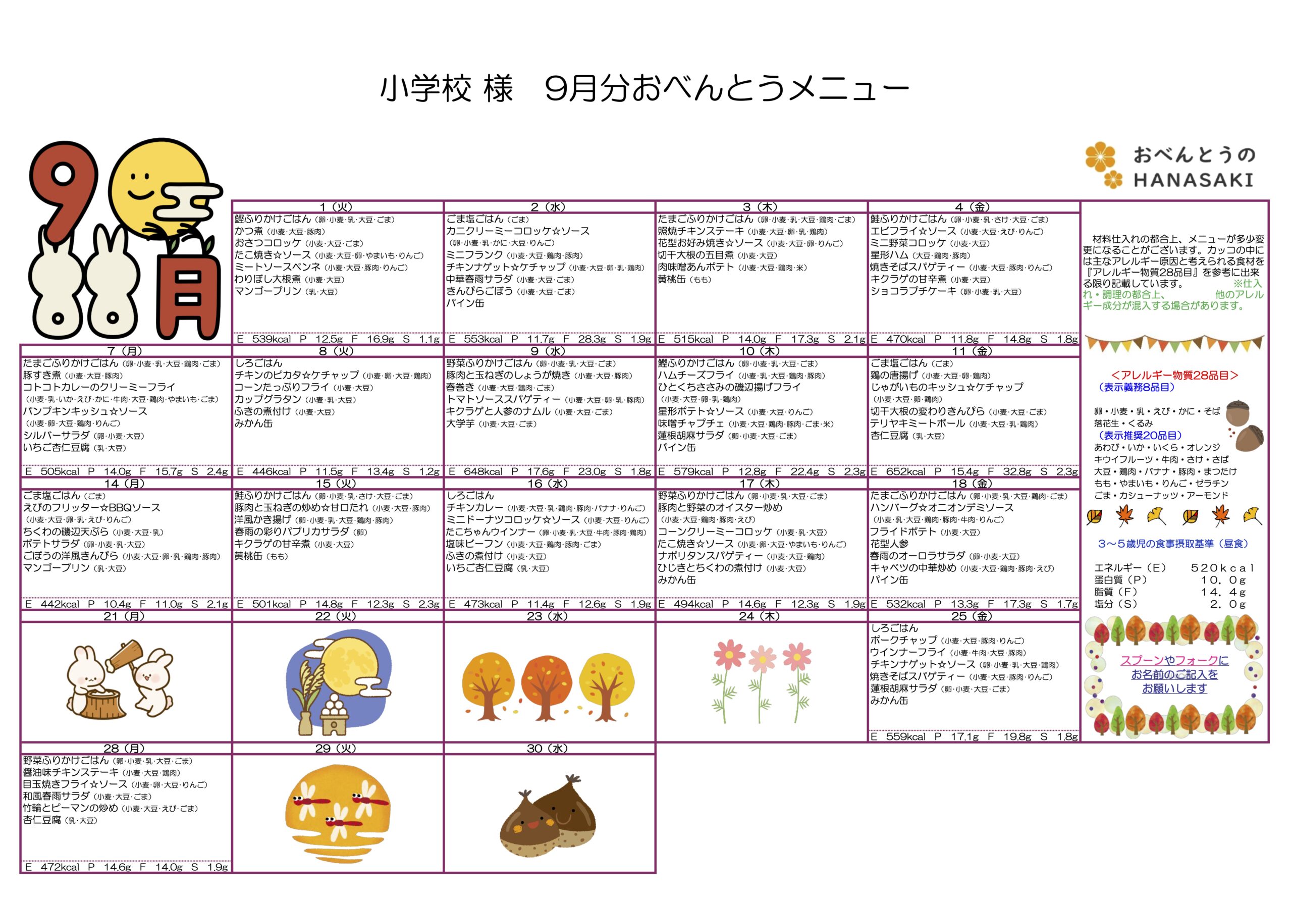 メニュー表
